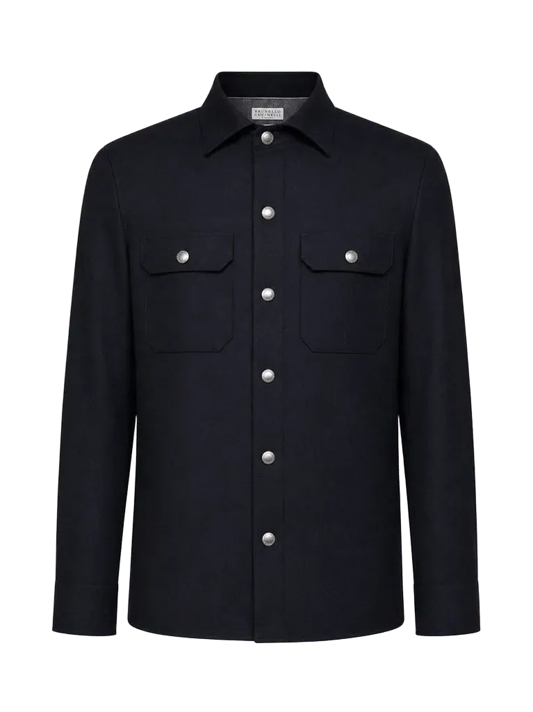 Brunello Cucinelli Virgin Wool Overshirt — Navy