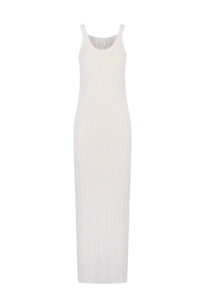 Organic Cotton Two-Tone Ribbed Knit Maxi Dress | Eleventy