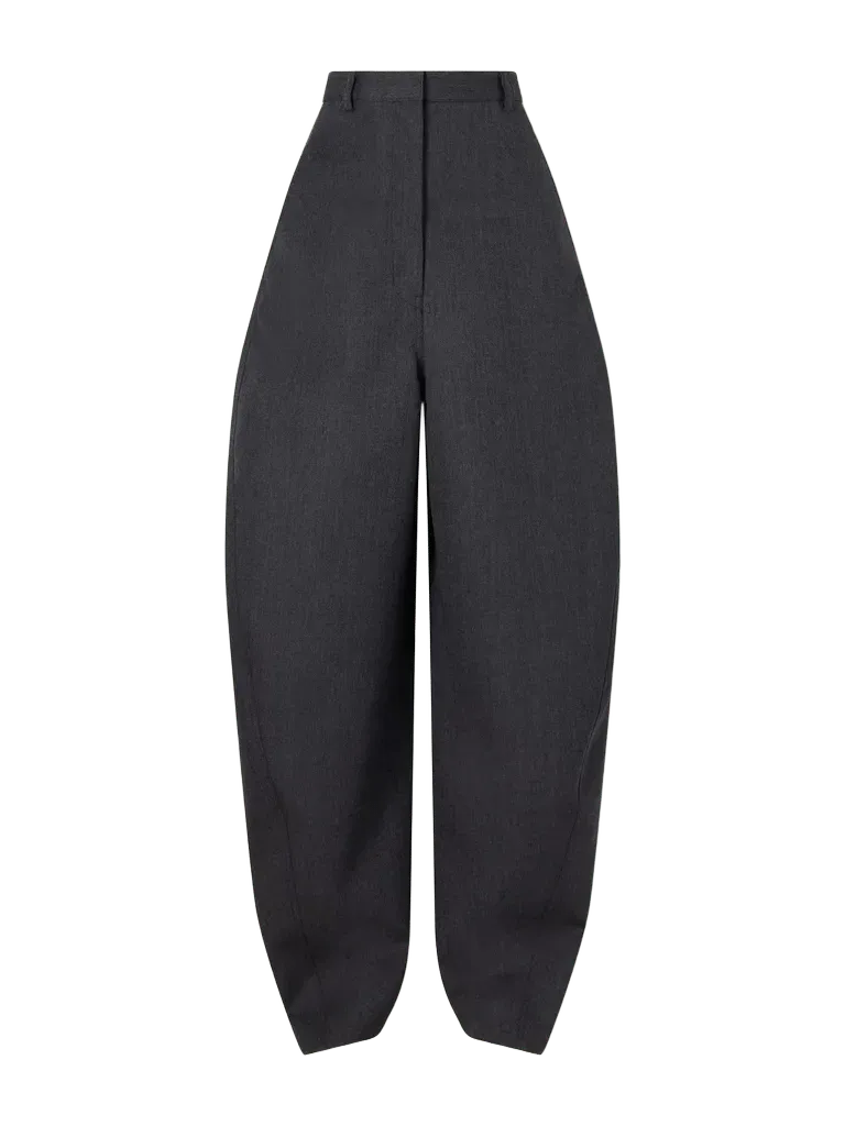 High-waist barrel-leg wool pants