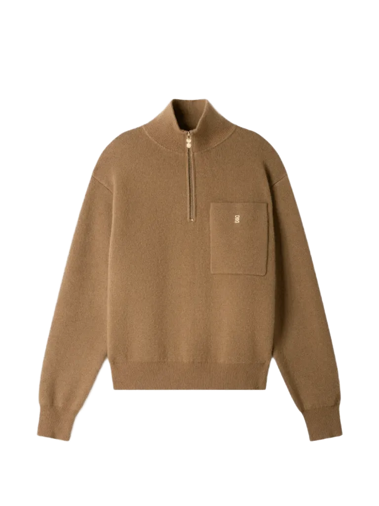 SANDRO wool and cashmere half-zip sweater
