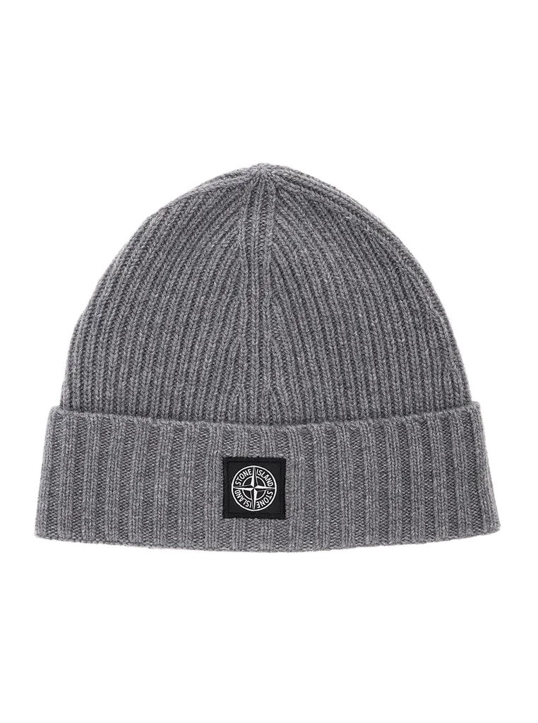 Stone Island L2S16N100003S00M3 Ribbed Technical Fabric Beanie — Gray