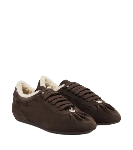DG teddy-trimmed suede sneakers