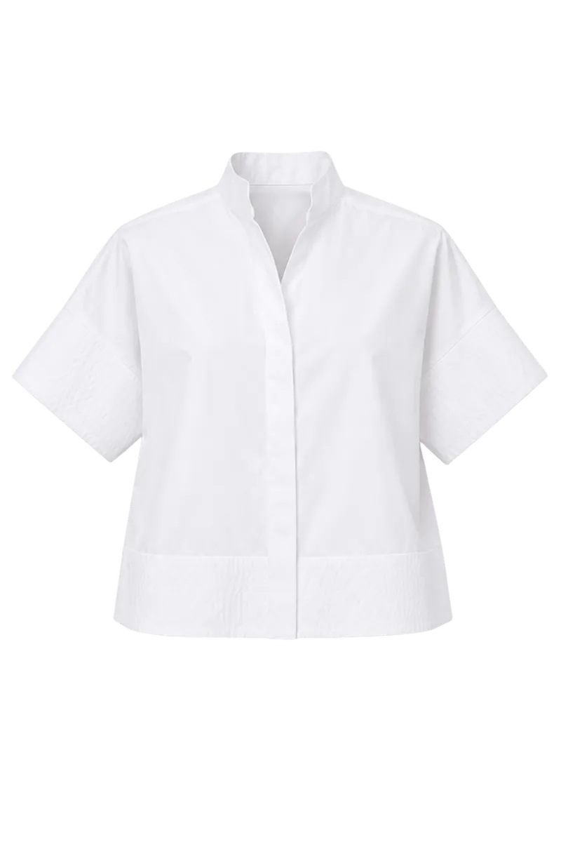 White Trapunto Stitch Sofia Shirt