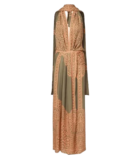 Printed silk maxi dress