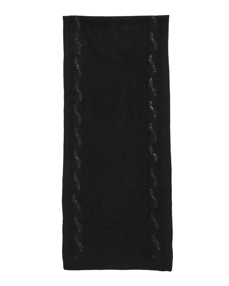 Crystal-Embellished Cable-Knit Cashmere Scarf