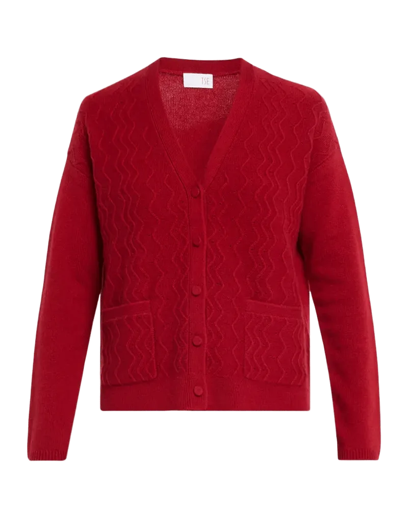 Cashmere Textured Button-Front Cardigan