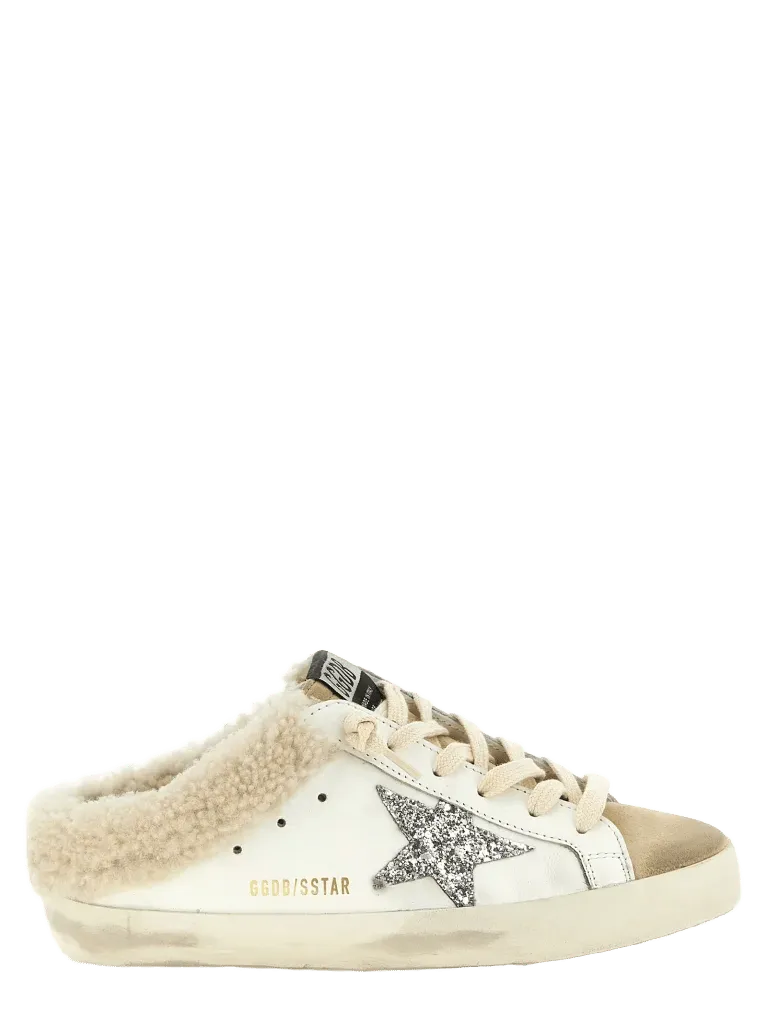 Golden Goose Shearling-Lined Sabot Sneaker — White
