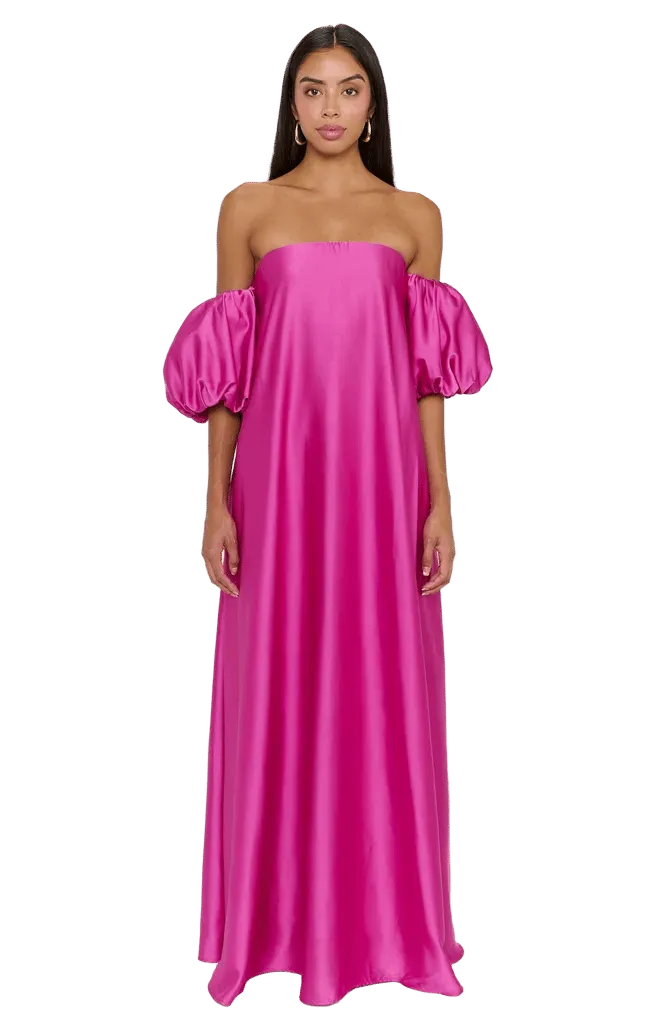 Cassy Maxi Dress ~ Rich Magenta Luxe Satin
