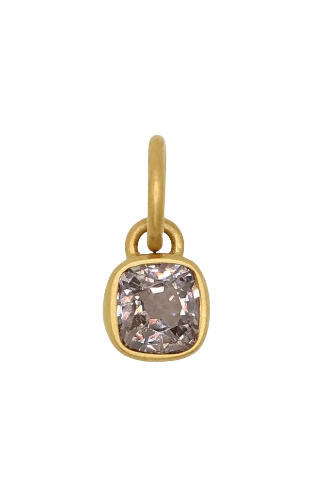 20K Peach Gold Sonoma Cushion Cut Grey Spinel Pendant