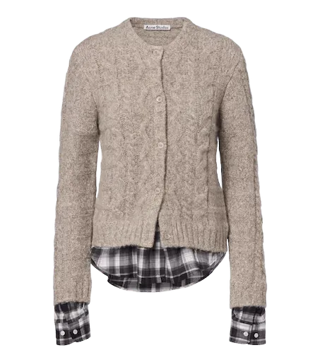 Layered alpaca, yak and wool-blend cardigan