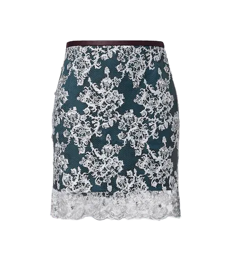 Embellished lace miniskirt
