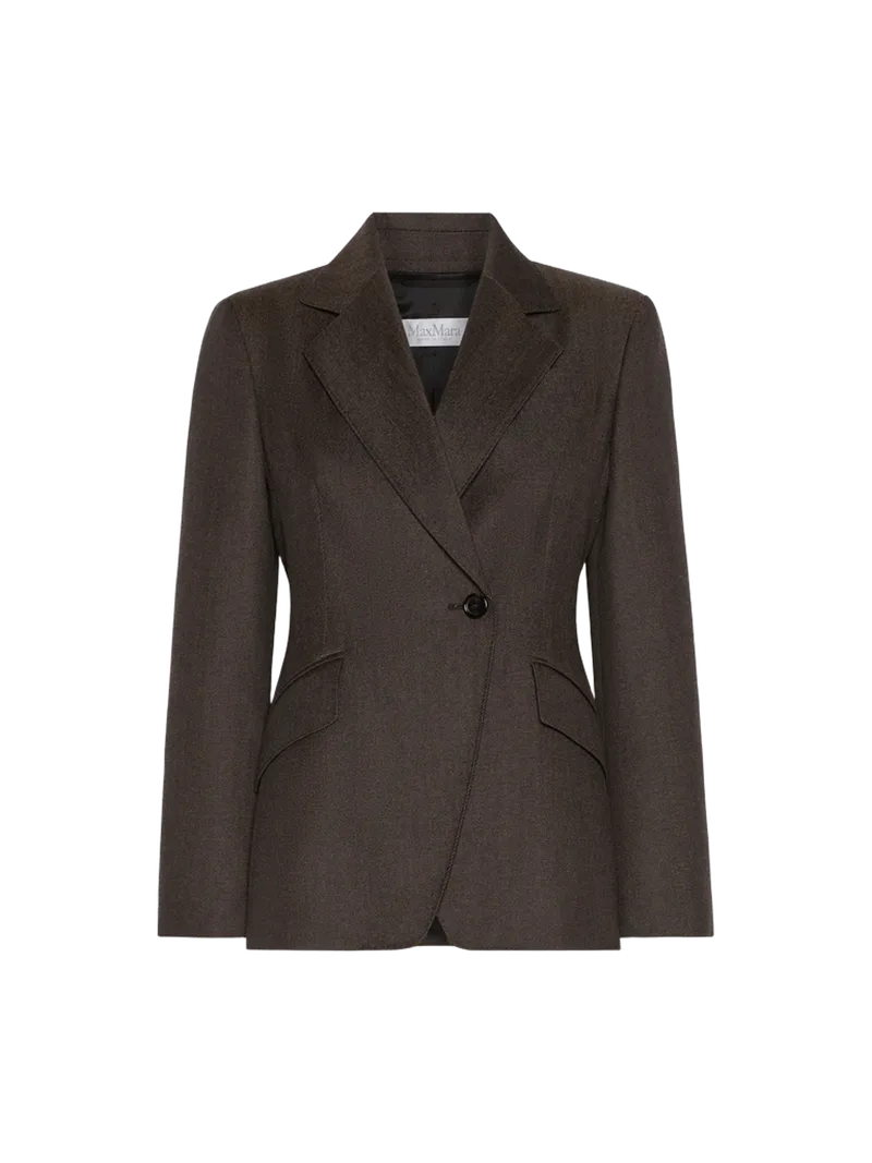 Denim-look wool fitted-waist blazer - BLACK