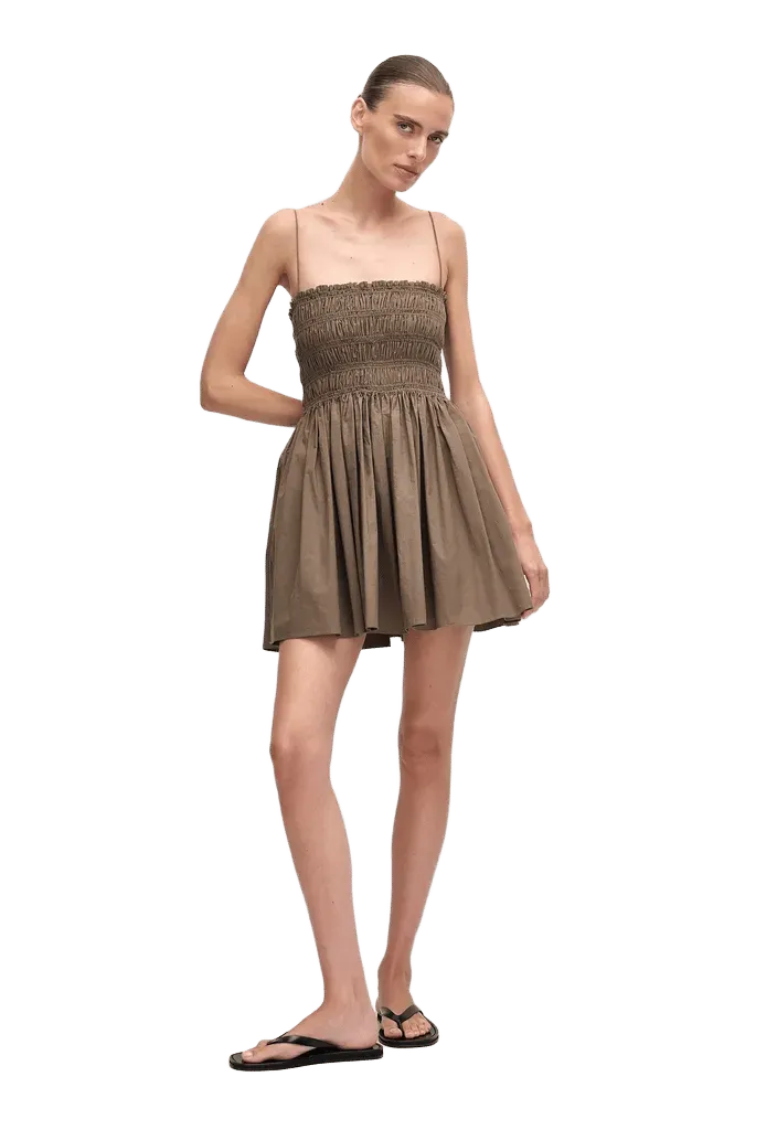Shirred Bodice Mini Dress