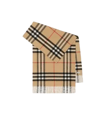 Wide Check Cashmere scarf in Archive beige | Burberry
