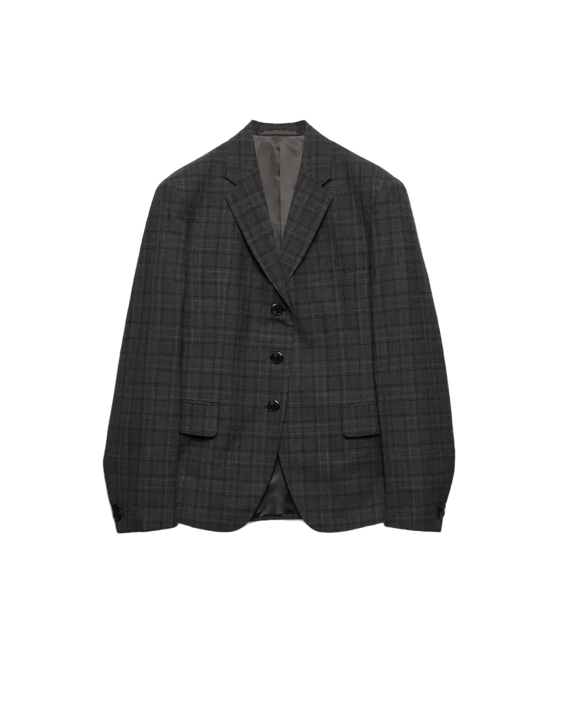 Single-breasted Prince Of Wales checked wool jacket