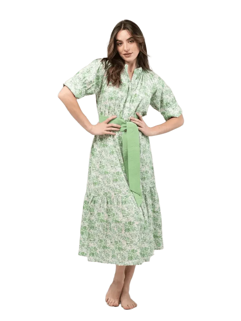 The Jane Midi Dress in Green Garden