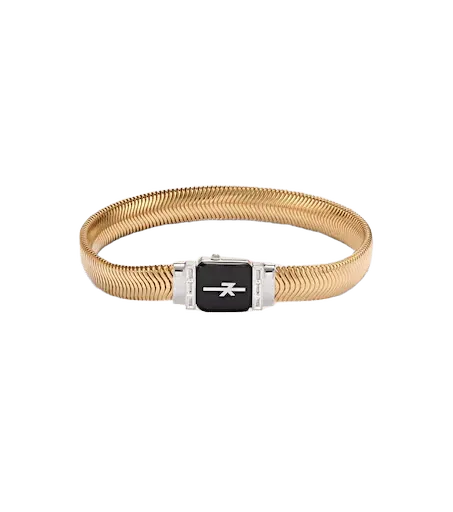Feelings 18kt gold and enamel bangle bracelet with diamonds