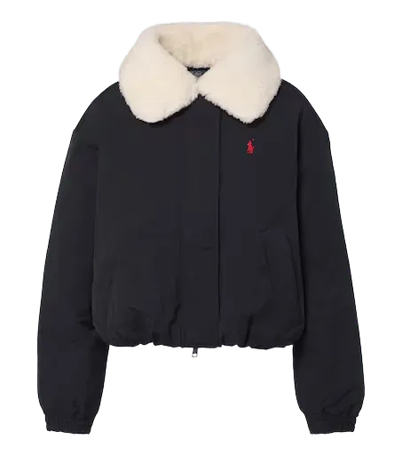 Teddy-trimmed blouson jacket