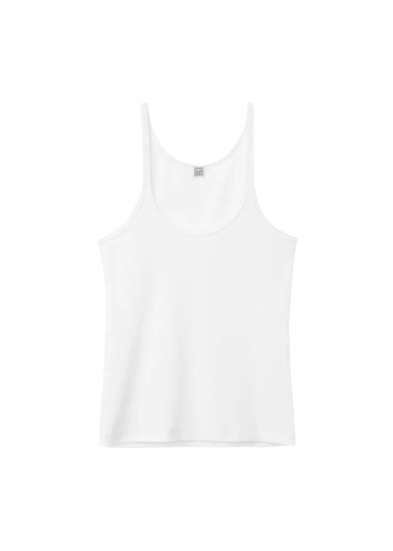 Scoop neck rib tank white