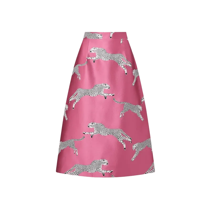 mae x scalamandre hallie skirt in leaping cheetah