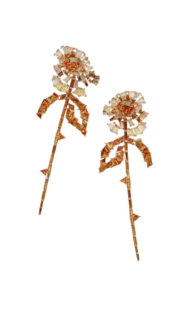 Rose & Stem 20K Rose Gold Tourmaline Earrings