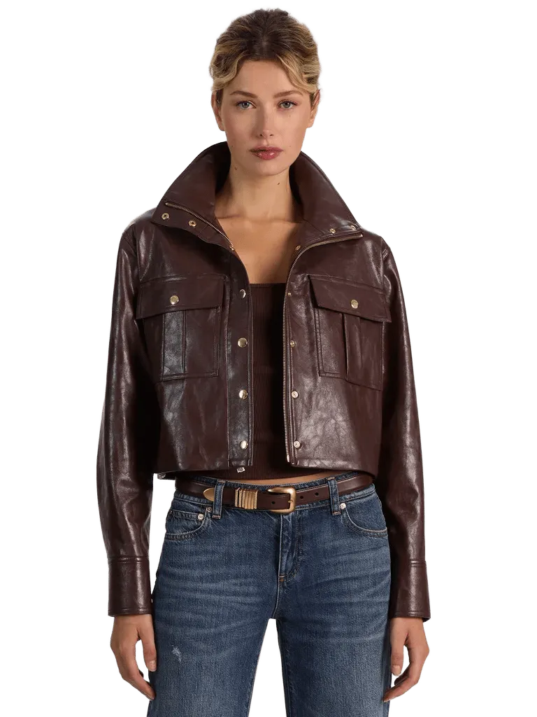 JAMES VEGAN FUNNEL NECK PARKA - DARK CHOCOLATE