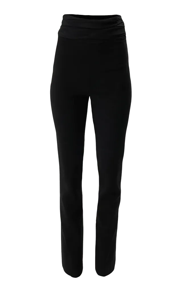 Lucia Draped Bi-Stretch Wool Tailoring Skinny-Leg Pants
