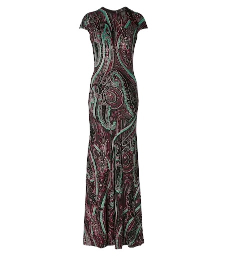 Paisley velvet devoré gown
