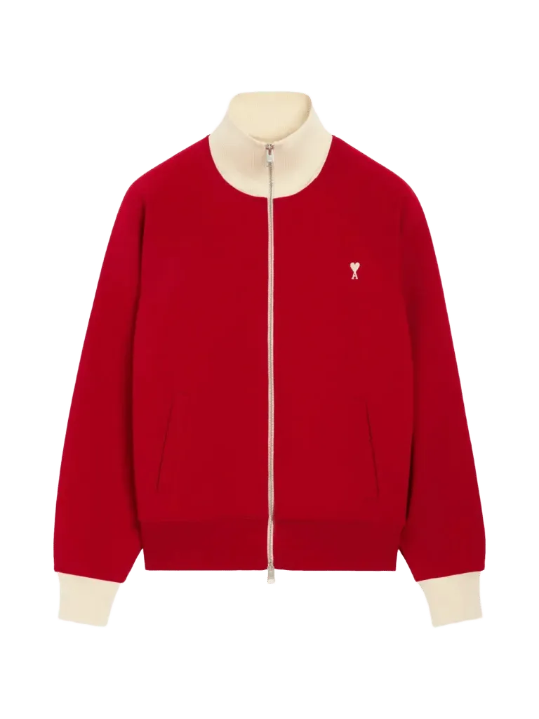 AMI Paris Zipped Cotton Sweatshirt With Ami De Coeur