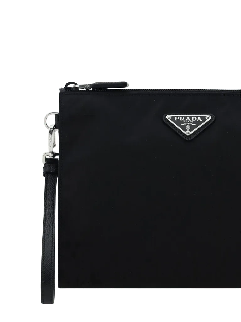 Prada Nylon Pouch Clutch — Black