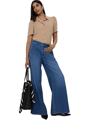 The Pleated Denim Palazzo Pant
