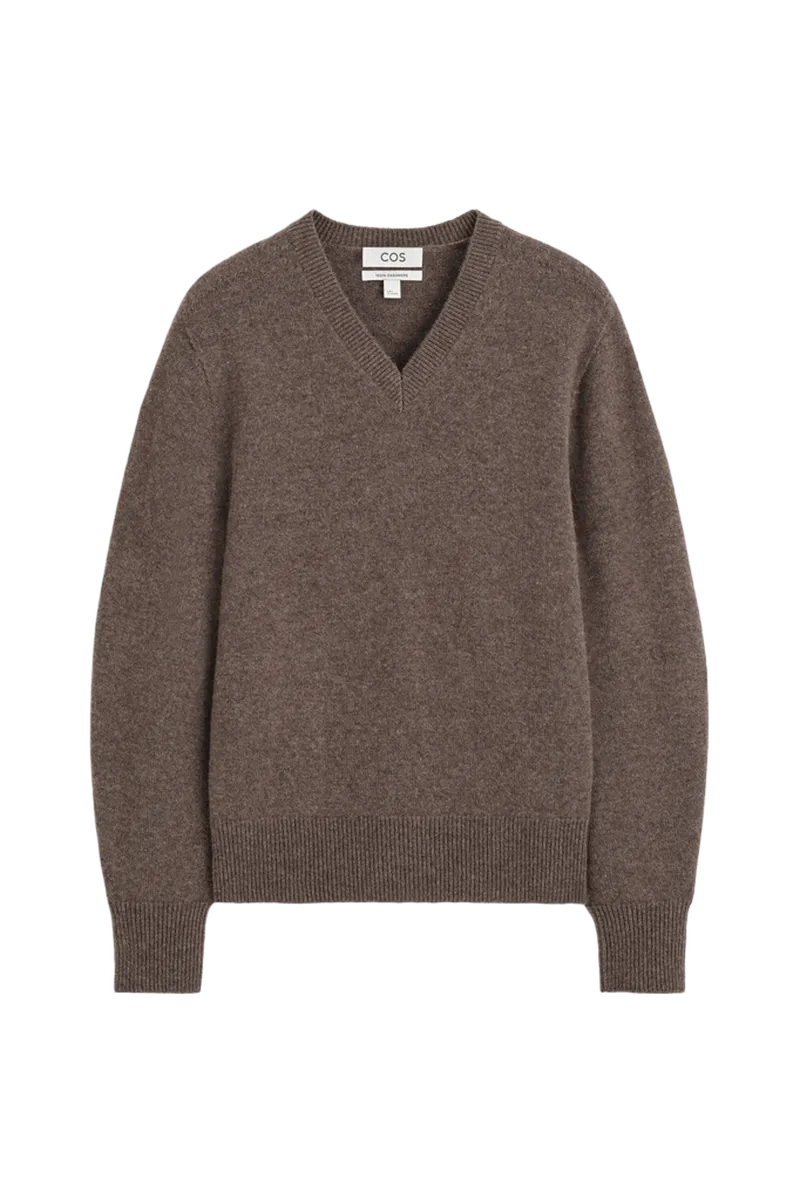 SCULPTED CASHMERE V-NECK SWEATER
