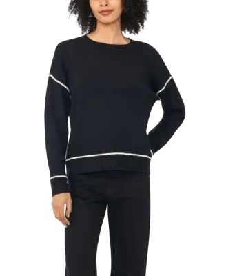 Women's Long Sleeve Crewneck with Contrast Stitching Sweater