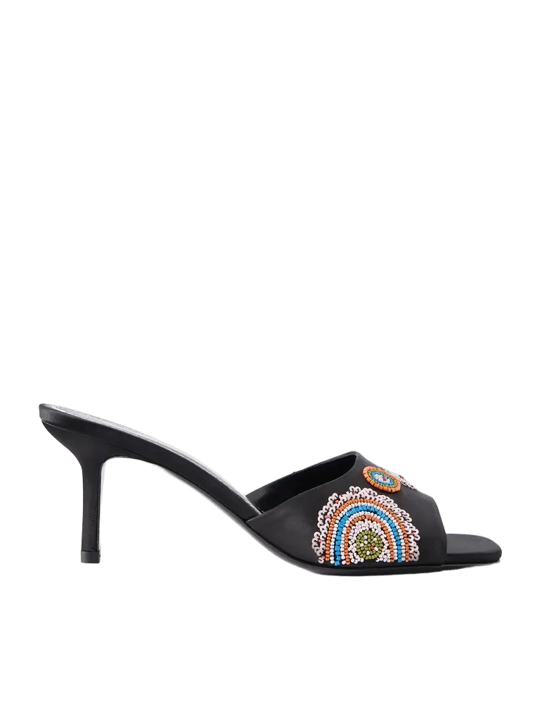 Bea 50 bead-embellished satin mules