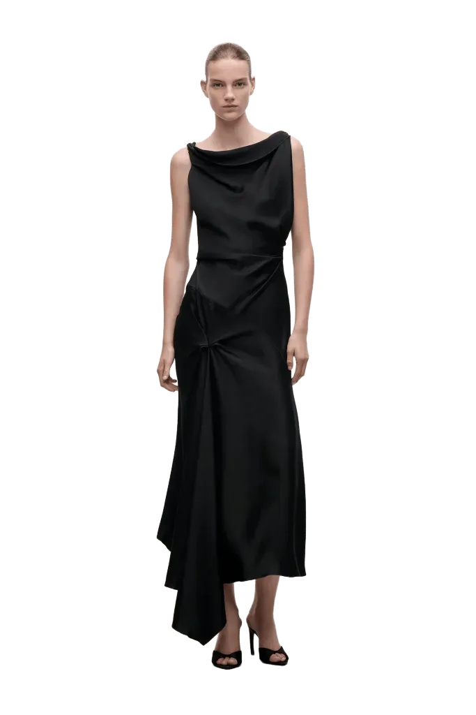Posy Midi Dress In Black