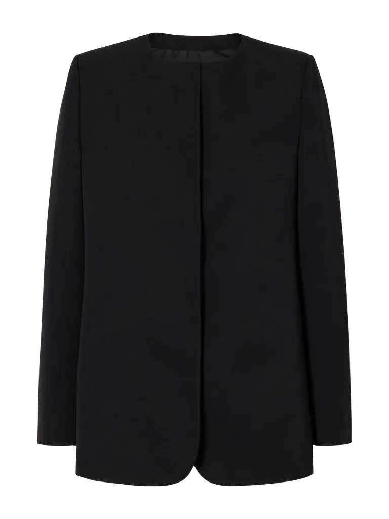Ihami collarless grain de poudre wool jacket