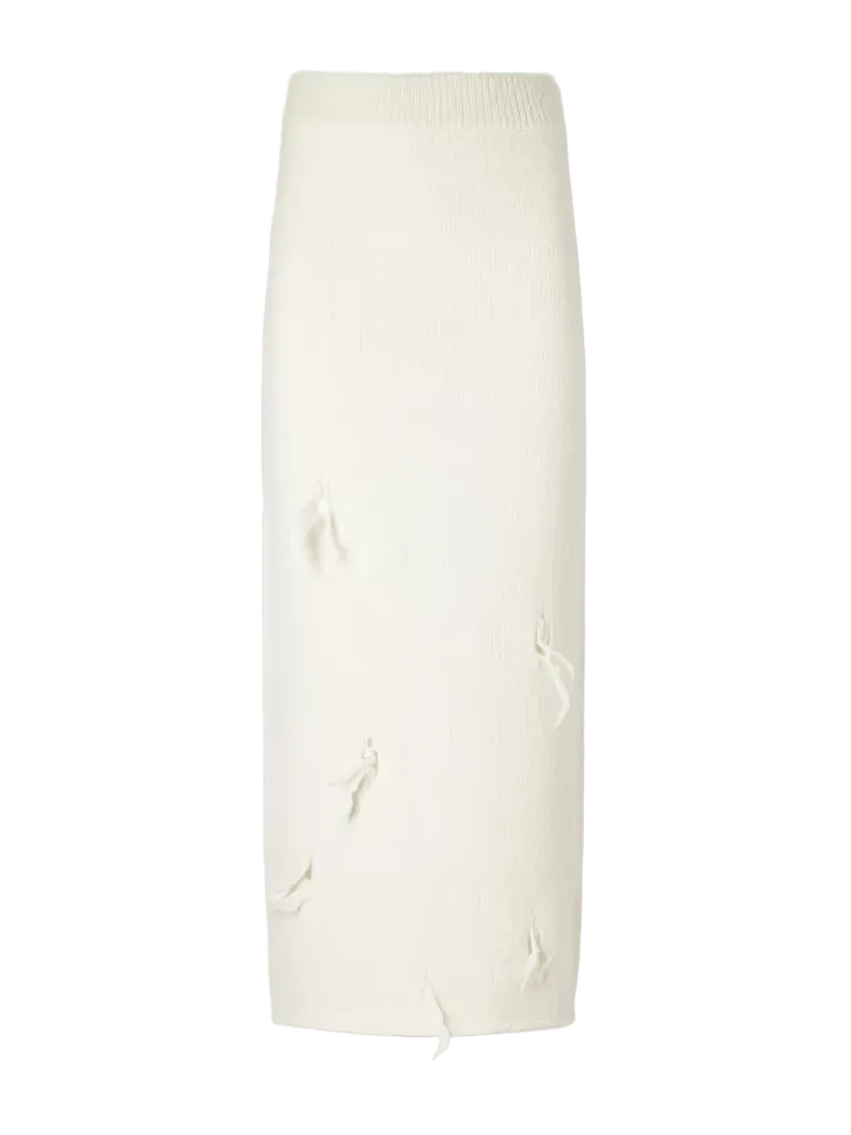Ravel distressed wool-blend midi skirt