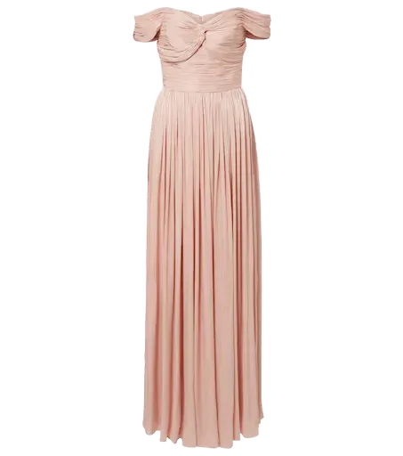 Draped off-shoulder gown
