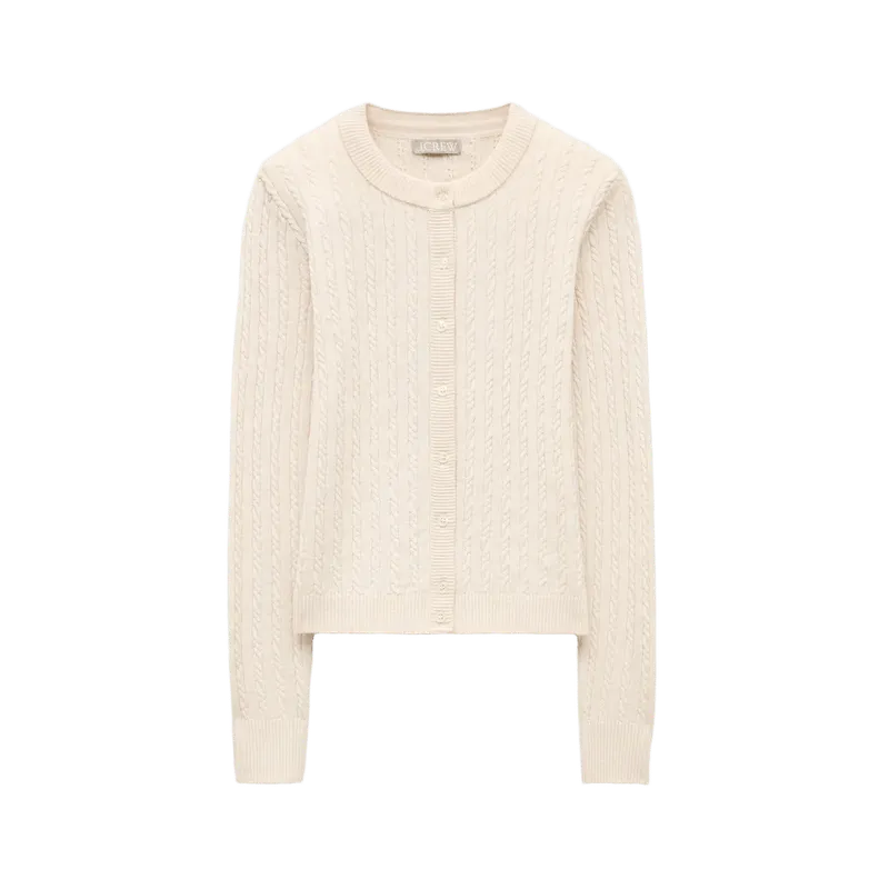 Cable-knit cardigan in merino wool blend