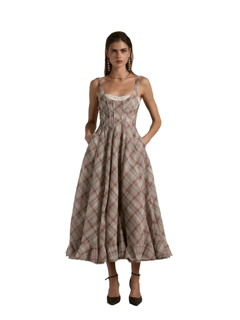 V. Chapman x Kristopher Brock Catalonia Dress in Plaid