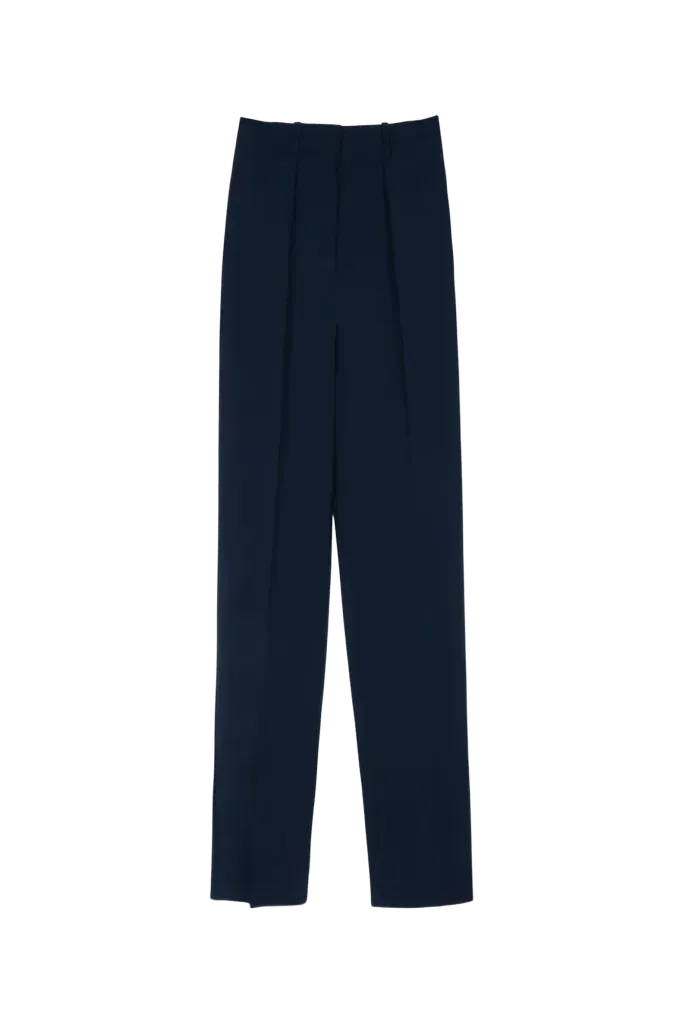 Elisabetta Franchi High-Waist Pleated Trousers — Navy