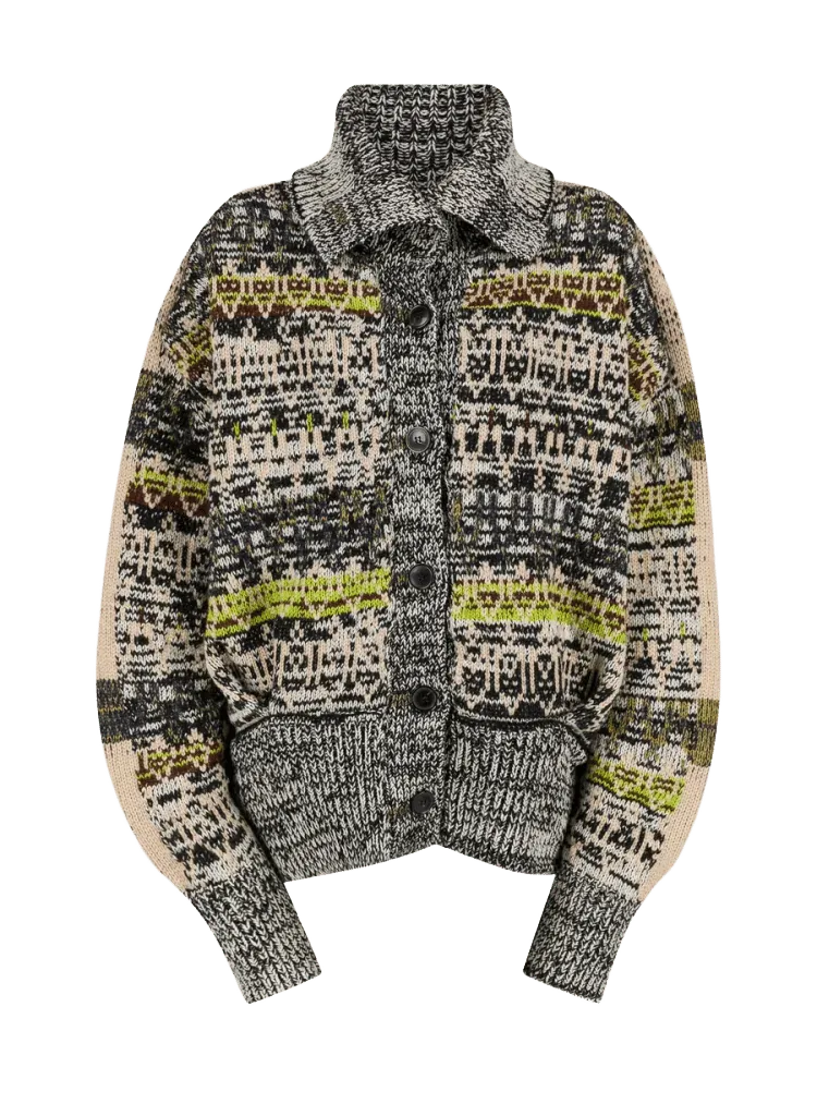 Dries Van Noten Knitted Jacquard Cardigan — Multicolor