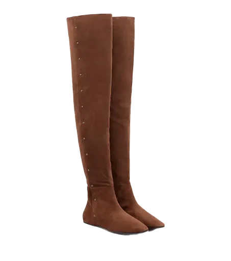 Studded suede over-the-knee boots
