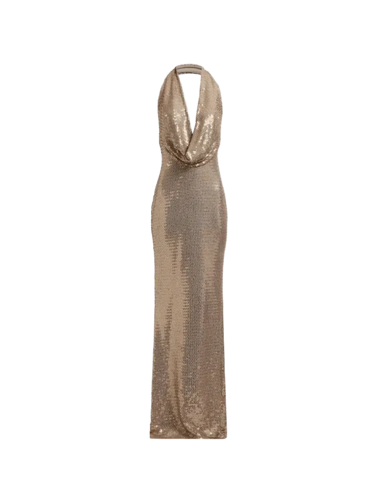 Elie Saab sequin-embellished halterneck maxi dress