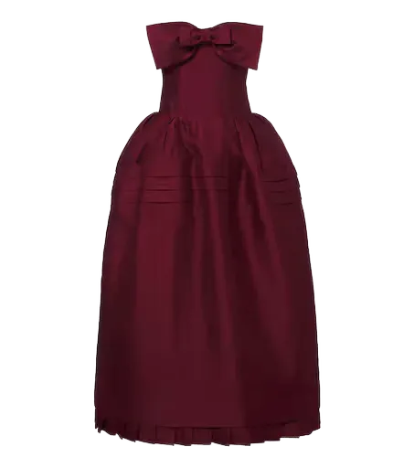 Bow-detail wool and silk blend bustier dress