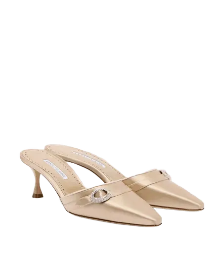 Embellished satin mules