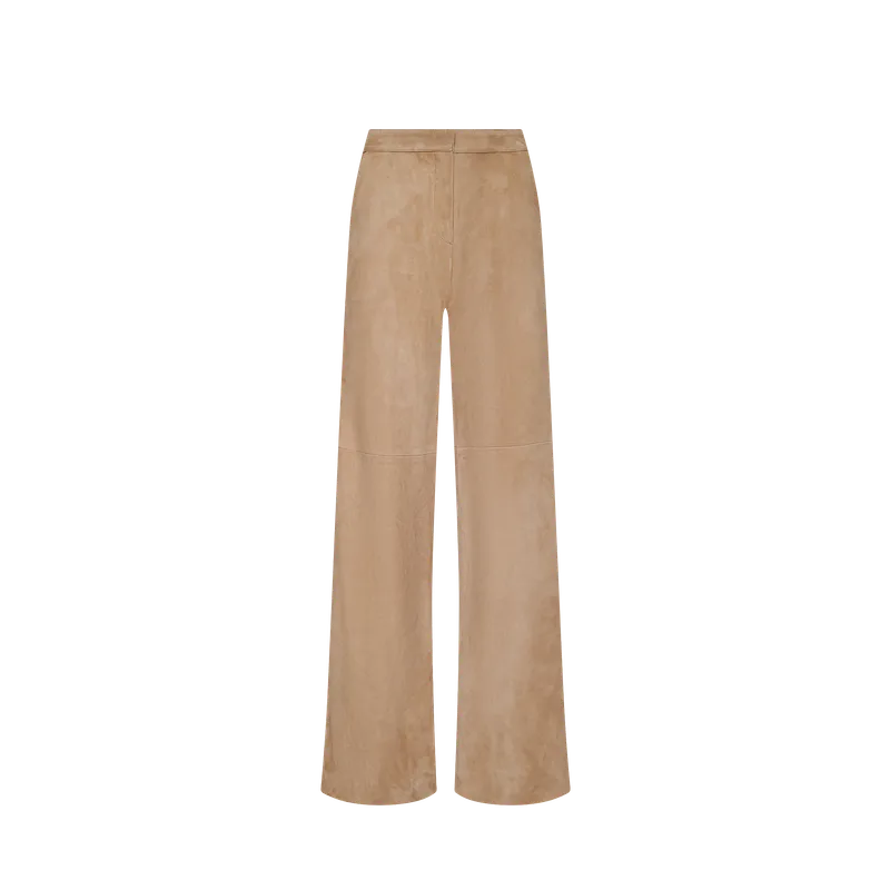 Livvy Suede Straight-Leg Trouser
