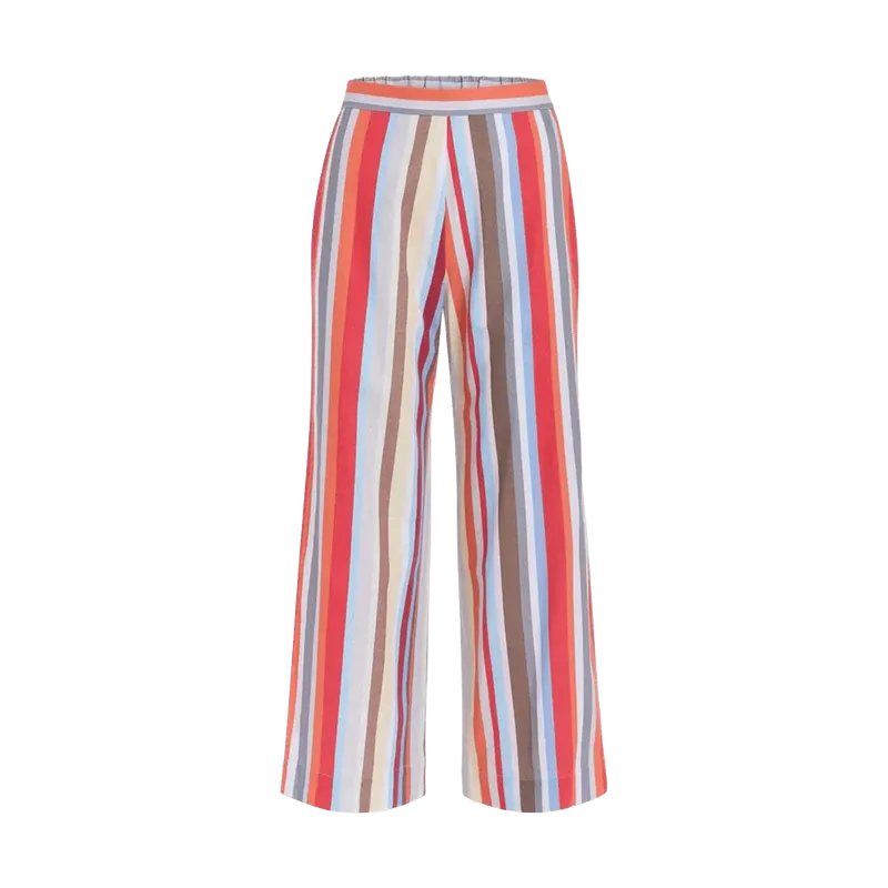High-Waisted, Wide-Leg Pants in Vibrant Stripe