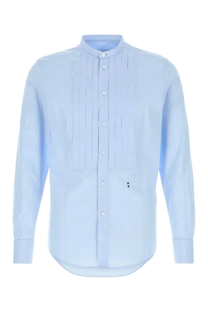 Fendi Pleated Cotton Shirt — Blue