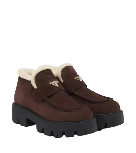 Shearling-lined suede ankle boots